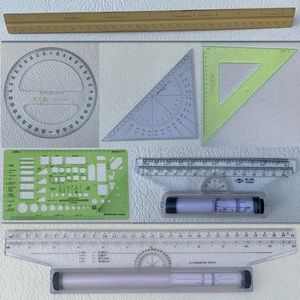 Architect Drafting Tools 7 Pc Set Vintage Ruler